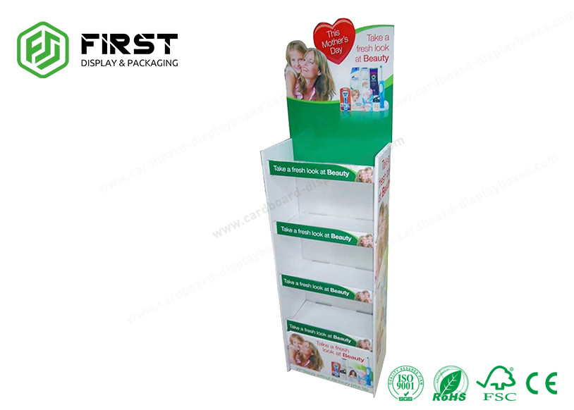 Customized Logo Printed Folding Pos Cardboard Floor Display Stands For Supermarket