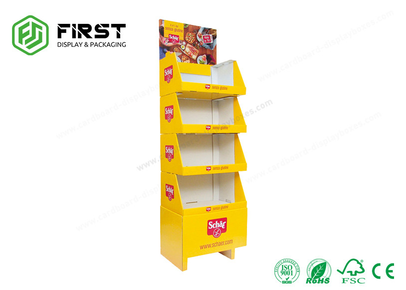 Custom Recyclable Glossy Printed Paper Cardboard Floor Display Shelf For Promotion