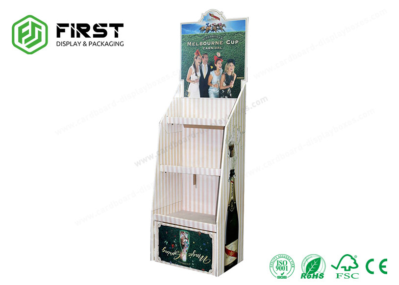 CMYK Printing foldable Corrugated Cardboard Display Stand With Custom Color Print