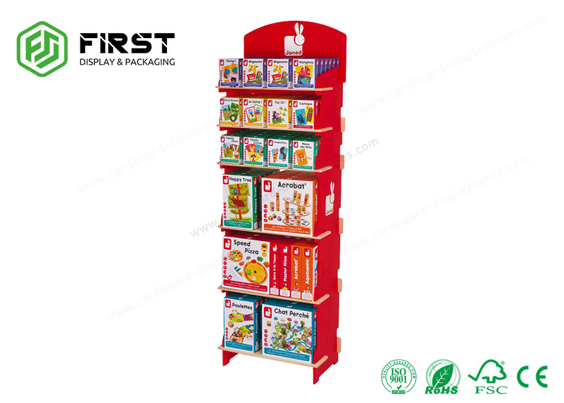 Customized Corrugated B Flute Foldable Floor Carton Cardboard Display Stand For Snacks