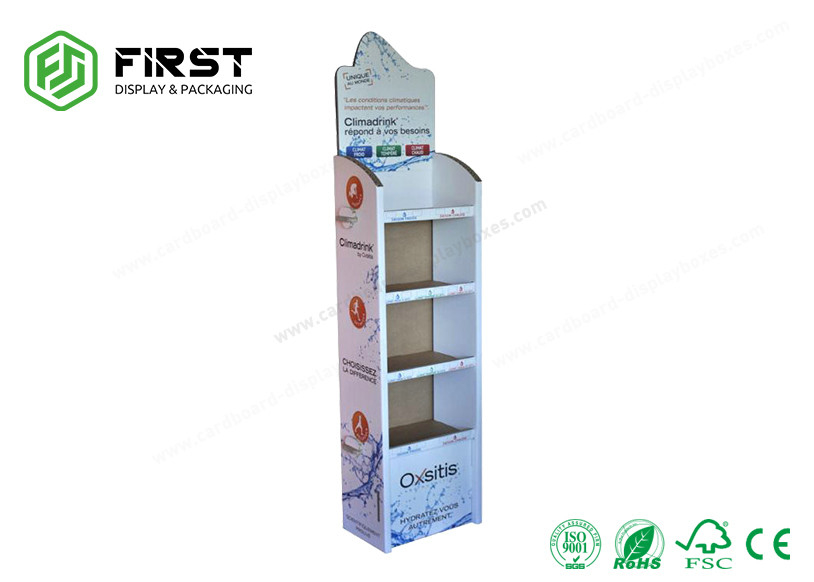 Durable Cardboard Floor Displays CMYK Printing Paper Display Stand For Supermarket