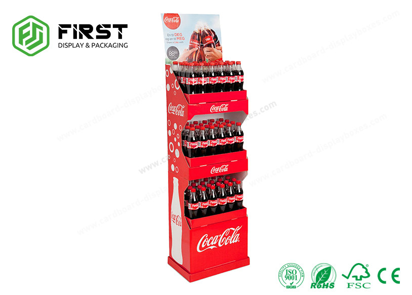 Customized Printed Logo Folding Promotion Cardboard Floor Display Stands For Bottles