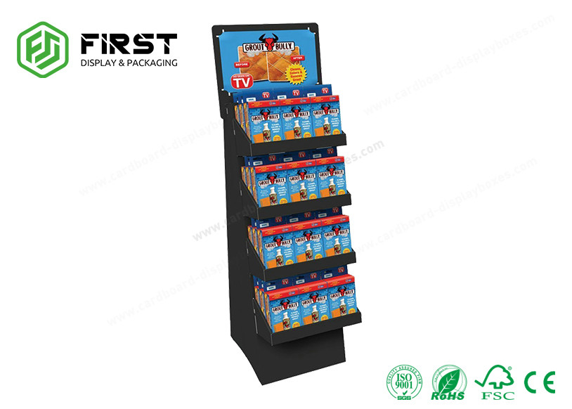 Corrugated Cardboard Floor Displays 4C CMYK Customized Size For Food Promotion
