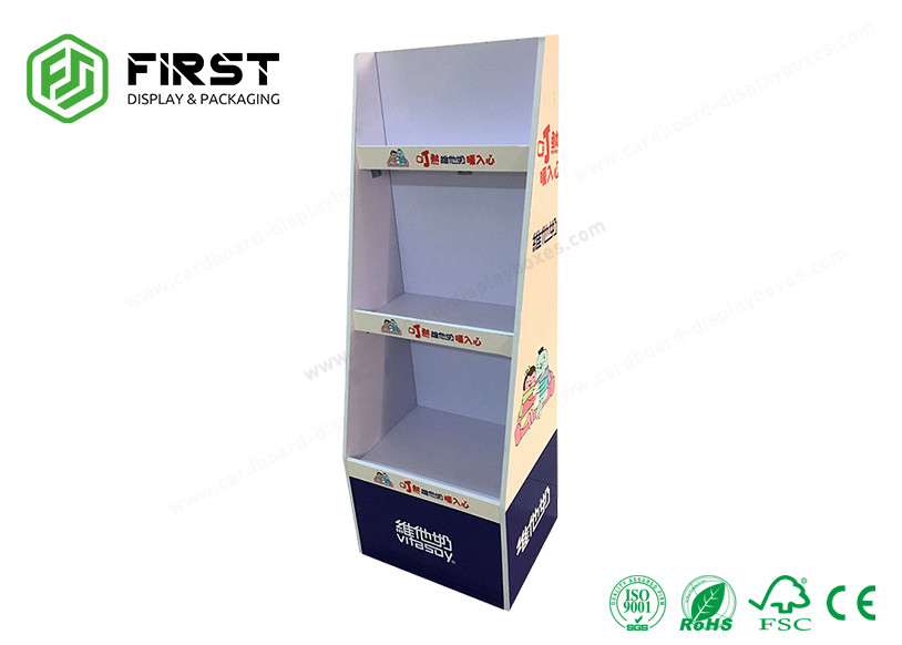 Custom 4 Color Printing Recycling Floor Cardboard Display Shelf For Shop Retail