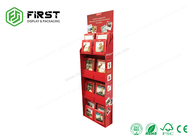 Supermarket Promotional Folable Paper Cardboard Floor Display Shelf With Custom Logo