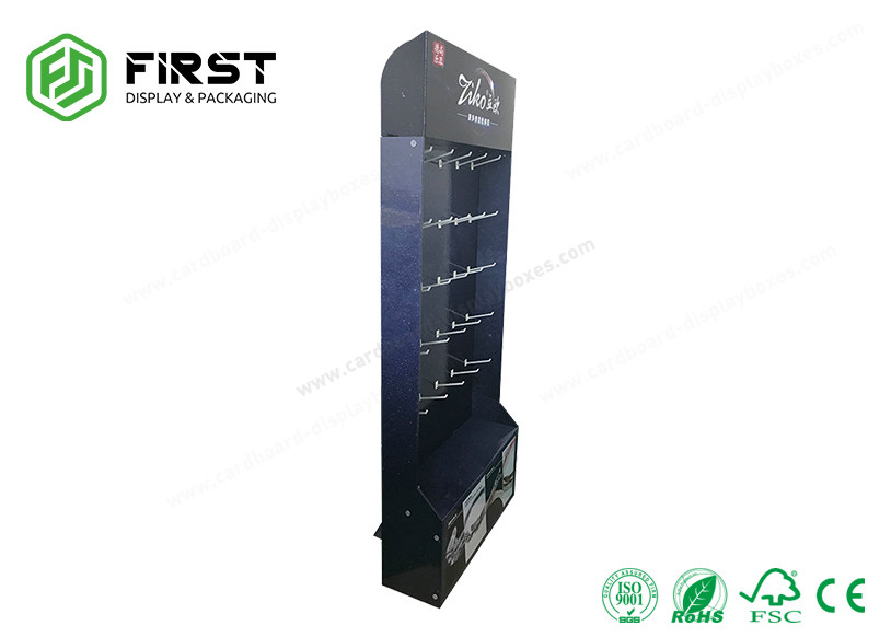 350g CCNB Corrugated Carton Stand 4C Printing Cardboard Display Stand With Plastic Hooks