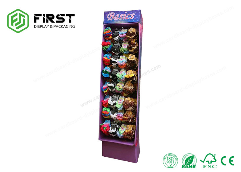 Easy Assembly Cardboard Advertising Stand Customized Floor Display With Plastic Hooks​