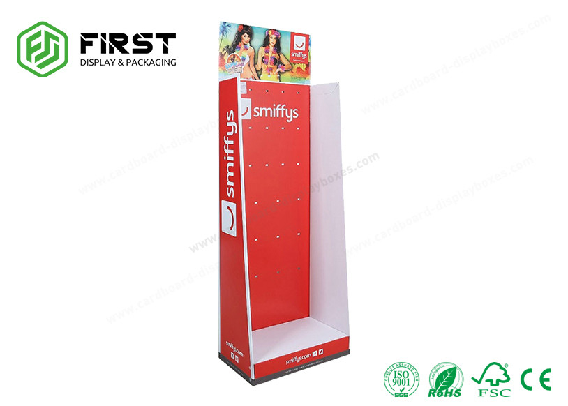 Easy Assembly Cardboard Advertising Stand Customized Floor Display With Plastic Hooks​