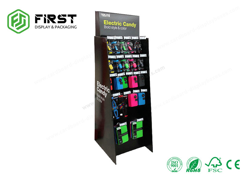 Good Printing Quality Cardboard Promotional Display Stands Full Color Printing With Plastic Hooks
