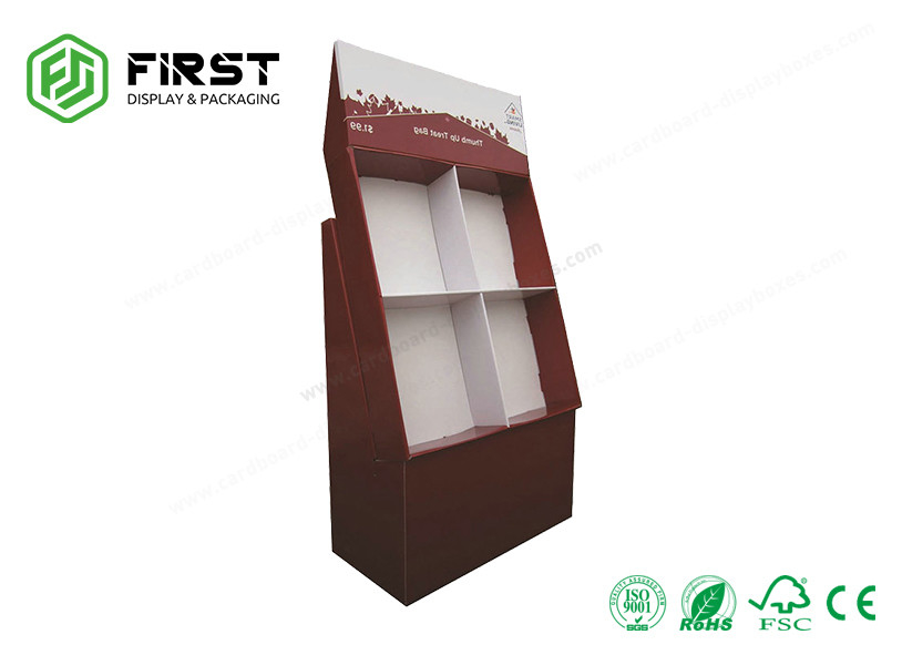 CMYK Printed Corrugated Pop Up Retail Displays Light Weight Cardboard Floor Display Stand