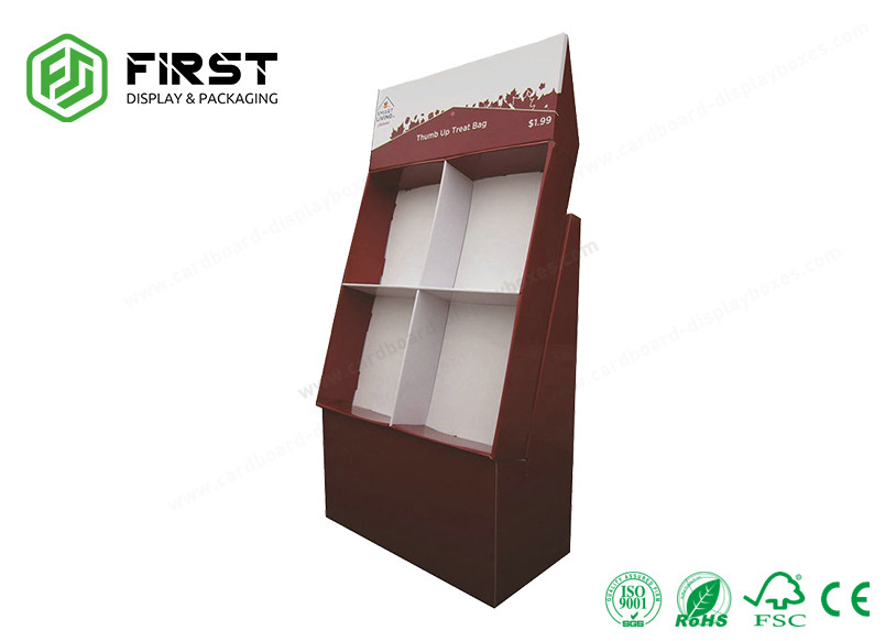 CMYK Printed Corrugated Pop Up Retail Displays Light Weight Cardboard Floor Display Stand