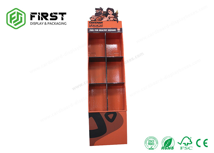 Glossy Lamination Custom Color Printing Folding Cardboard Floor Display Stand For Food