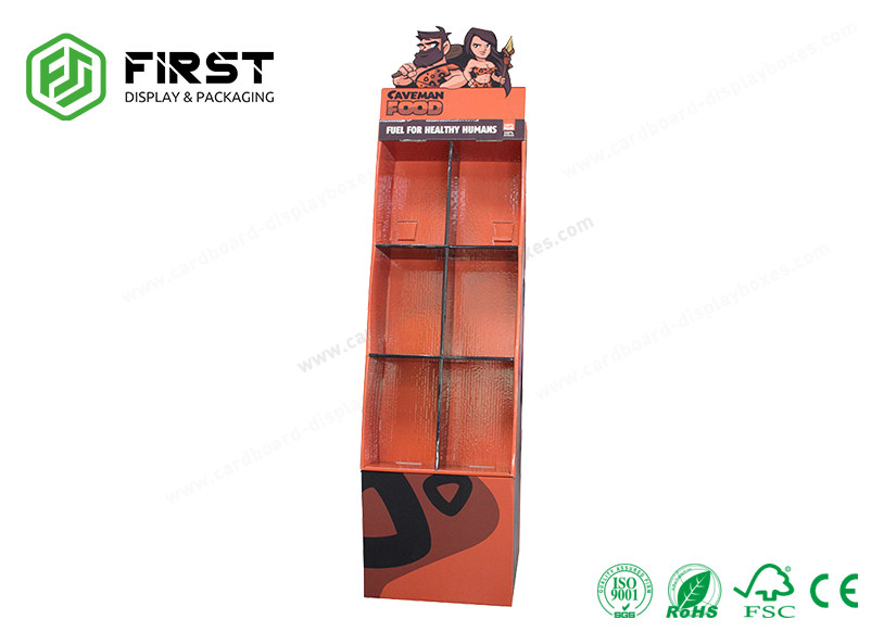 Glossy Lamination Custom Color Printing Folding Cardboard Floor Display Stand For Food