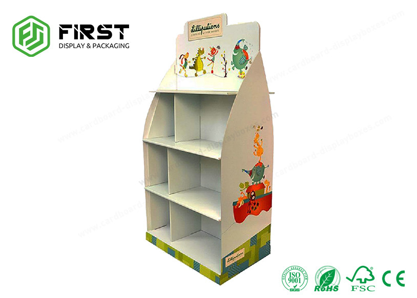 Stable Corrugated Pop Displays , Full Color Printing Paper Floor Display Stand For Advertising