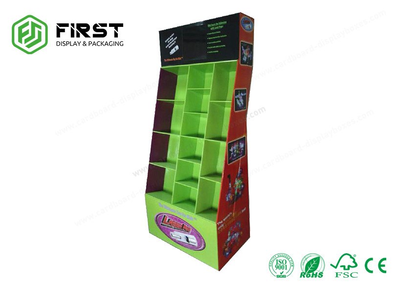 Stable Corrugated Pop Displays , Full Color Printing Paper Floor Display Stand For Advertising