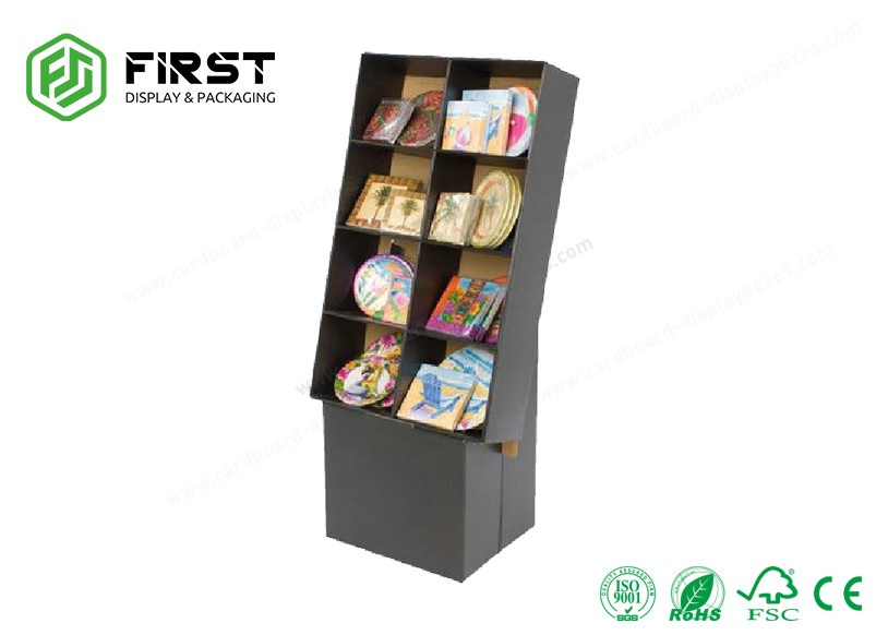Customized 8 Grids Folding Corrugated Cardboard POP Displays Floor Stands For Supermarket