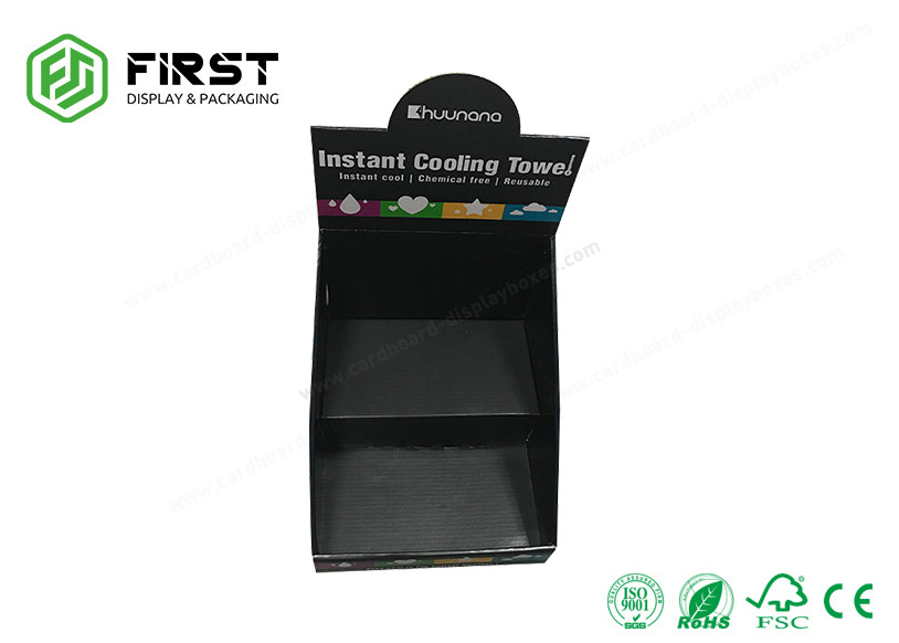 Customized Matte Black Recyclable Promotion POP Cardboard Paper Counter Display Stand