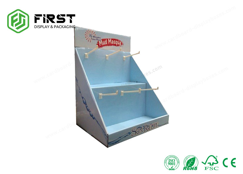 Customized Logo Printing Recycled PDQ Cardboard Hook Counter Display Stand