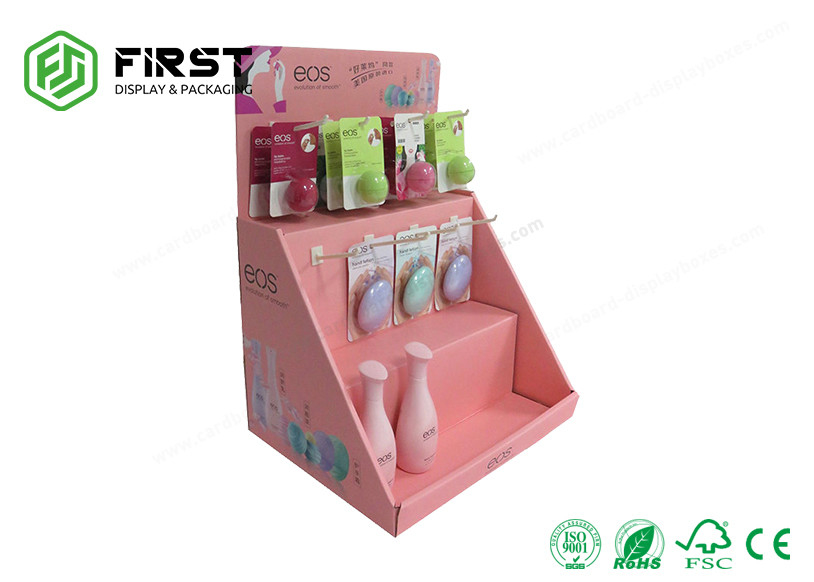 Customized Logo Printing Recycled PDQ Cardboard Hook Counter Display Stand