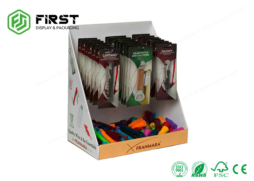 CMYK Printing Custom Made Eco-friendly Cardboard Countertop Display Boxes With Hooks