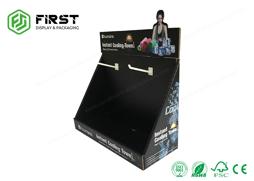 Matte Black Pegboard Hanging Cardboard Counter Display Stand Environmental Friendly