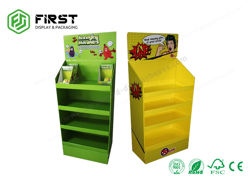 Customized Free Standing POP Foldable Corrugated Floor Display Shelf Paper Display Stand