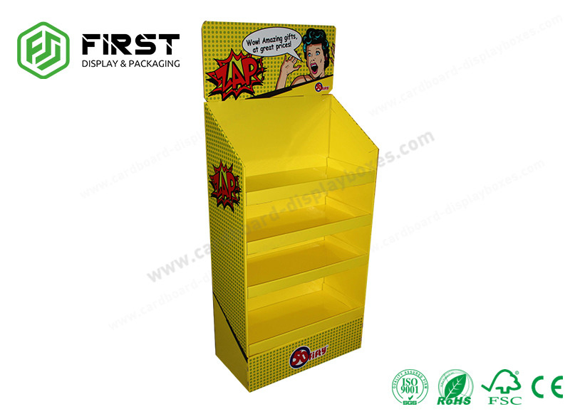 Customized Free Standing POP Foldable Corrugated Floor Display Shelf Paper Display Stand