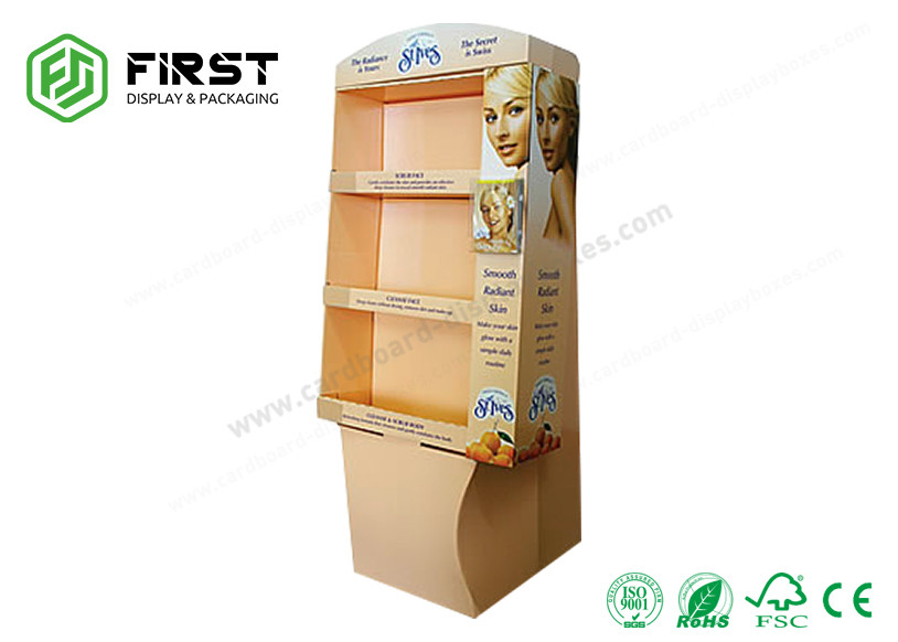 Colorful Printing Customized Recyclable POS Paper Cardboard Floor Display Stand For Cosmetics