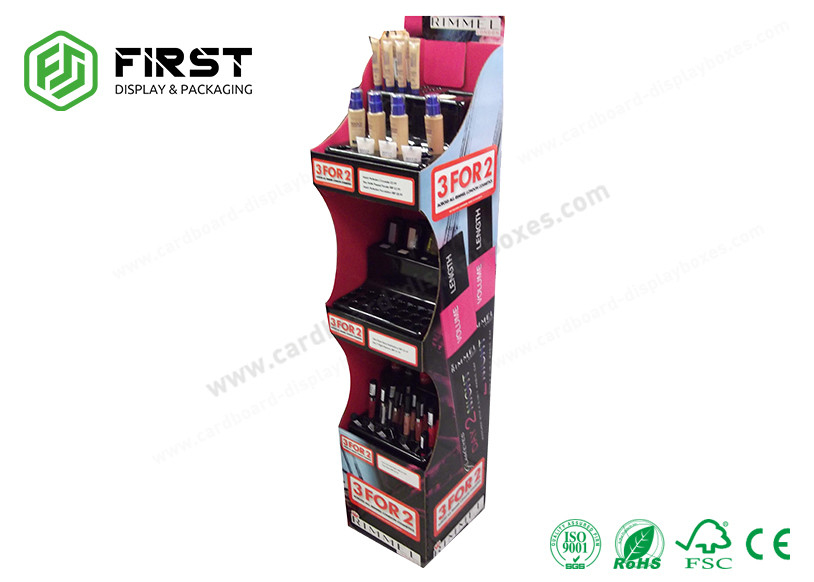 Colorful Printing Recyclable POS Paper Cardboard Floor Display Stand For Cosmetics