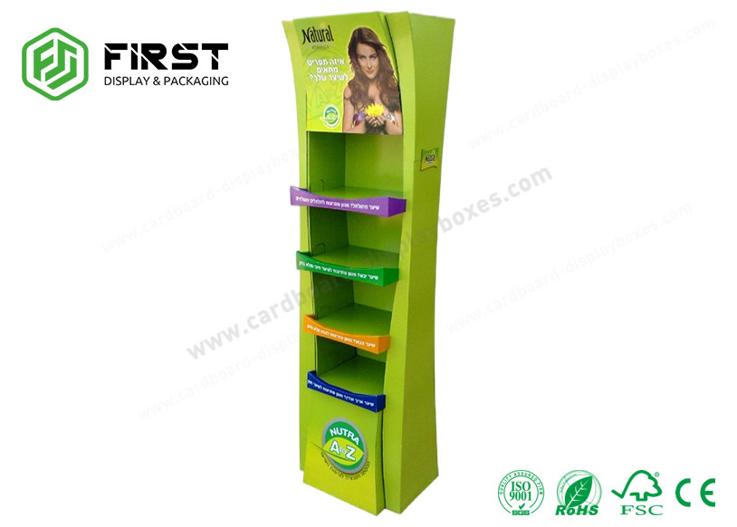 Custom Retail Promotion Paper Display Racks POP Skin Care Products Floor Corrugated Stand