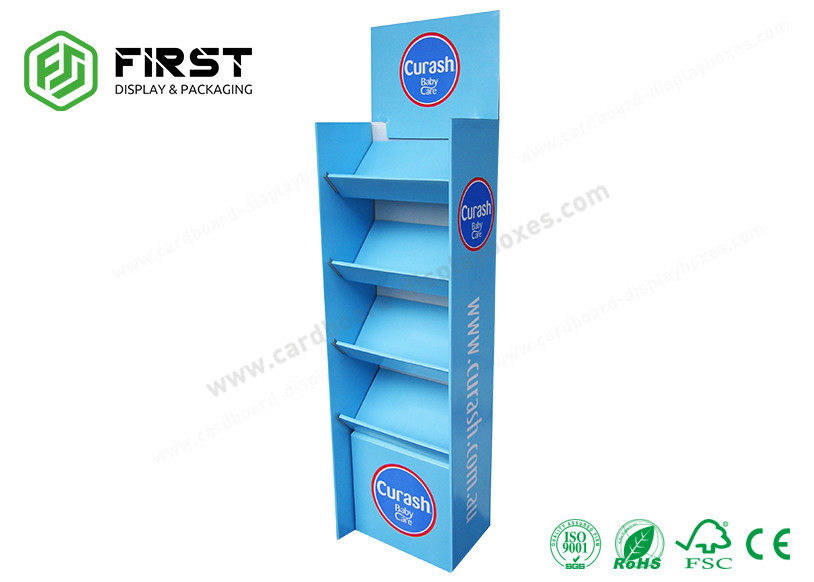 Logo Printing Customized Corrugated Foldable Paper Floor Display Shelf Stand