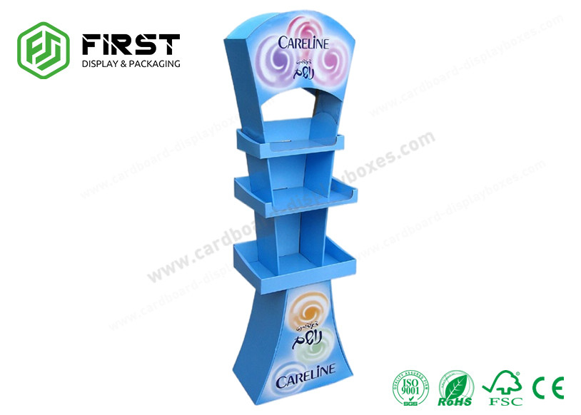 OEM Paper Shelf Stand Customized Printing Recyclable Cardboard Floor Display Shelf Rack